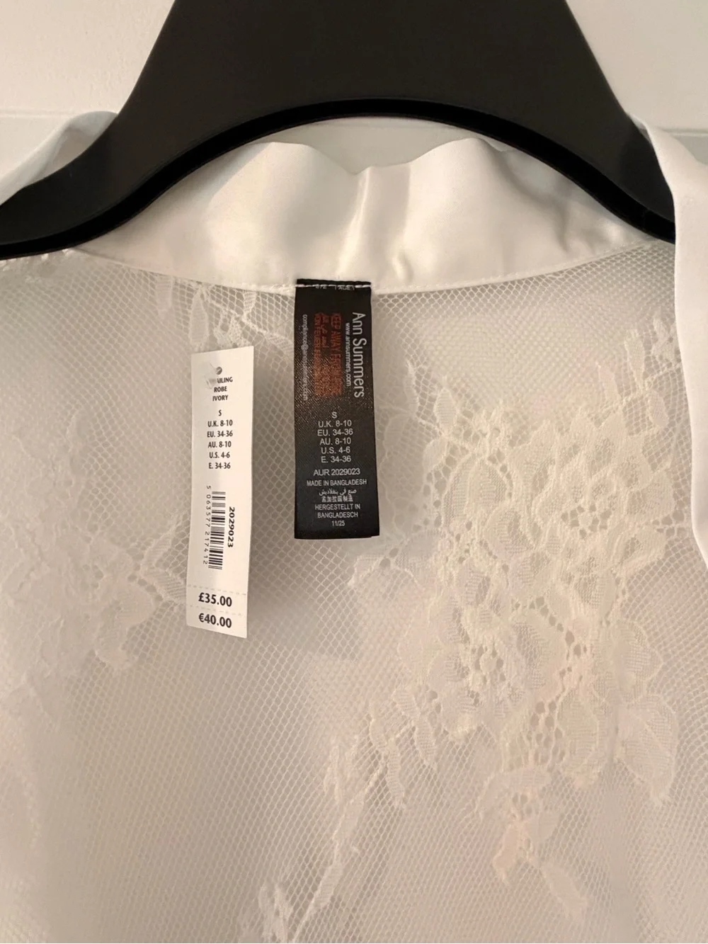 New with tags! Ann Summers Bridal Availing Robe in Ivory